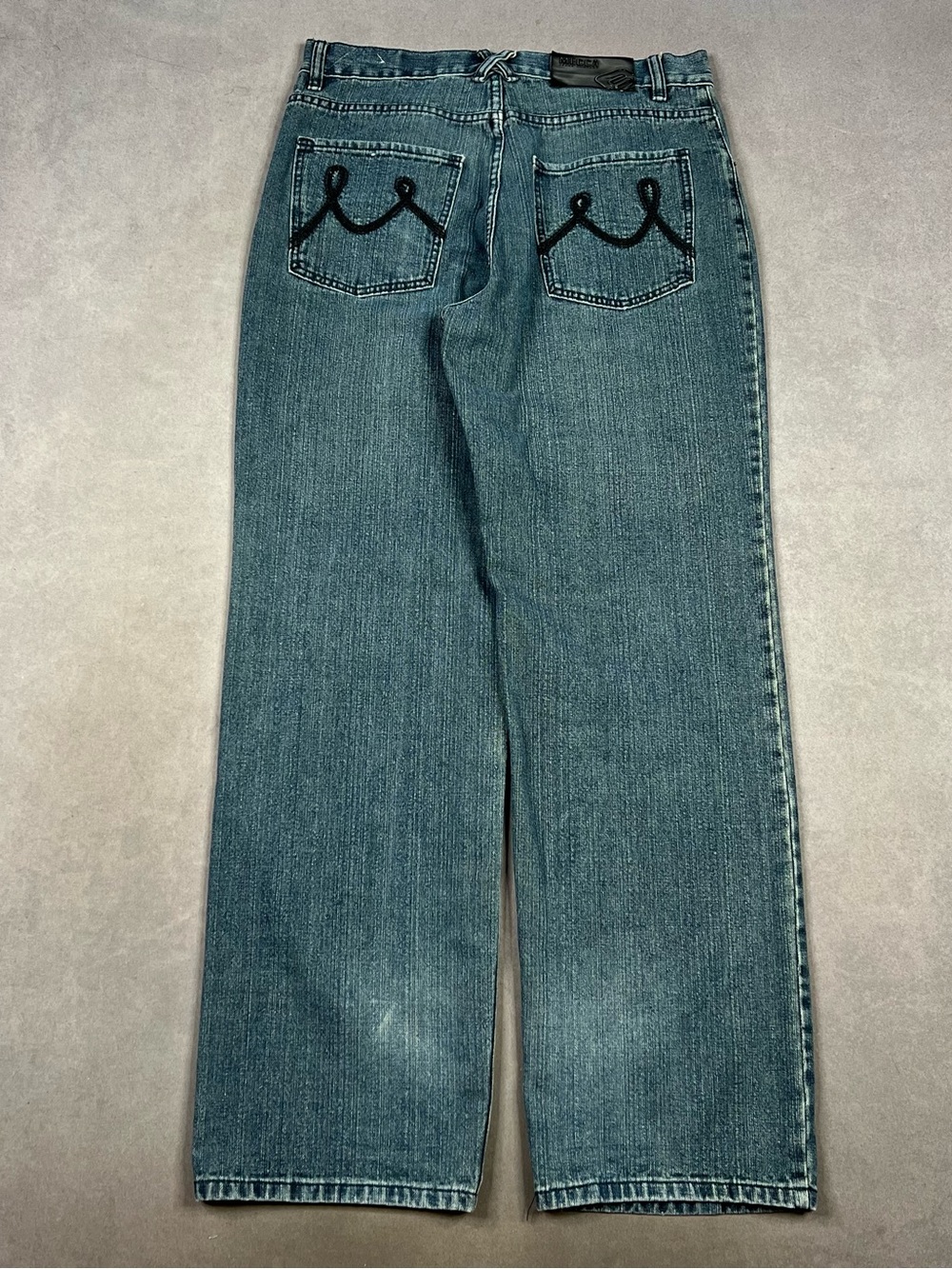 mecca Light Blue Denim Jeans with Red Stitching Accent Baggy